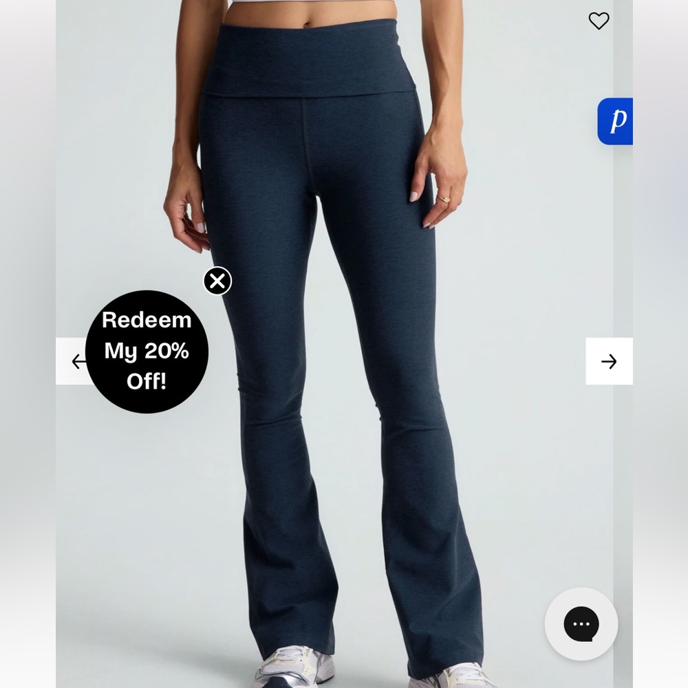 Beyond Yoga Navy Boot-Cut Foldover Spacedye Navy Small